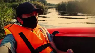 Memories of the past summer. Twink jerks off her cock in the middle of the river.