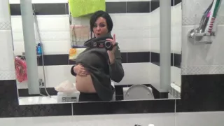 Kate pissing a lot with hairy pussy  after long desperation