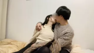 How to spend time during summer. Resting in bed after holiday date. An amateur couple who do lovey-dovey and rich deep kiss. Jap