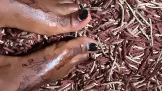Hot ebony babe foot massage section