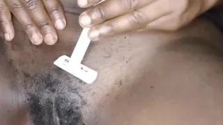 Shave my horny little pussy with me