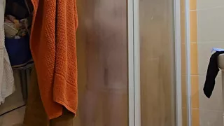 Cute BBW Wife with Big Soft Natural Tits and Big Ass Takes a Shower