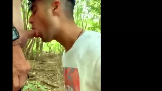 Twink Sucks Old Cock and Takes His Fresh Cum Right in Throat and Mouth