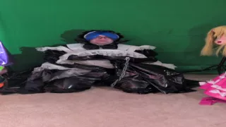 Layered PVC Maid Aoi in a long magic wand vibrator session