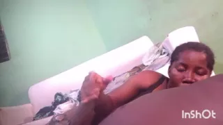 Rose massages black cock before penetration
