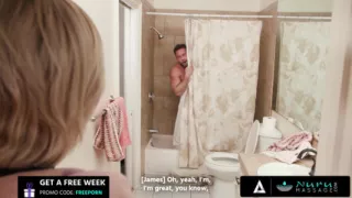 NURU MASSAGE - Ellie Nova Oils Up His Lover On His Living Room Mat For Risky Happy Ending Fuck