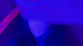 Ebony Goddess Leaking: Neon Thong & Dildo Squirt