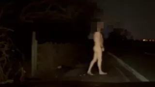 Pt2 crazy naked exhibition barefoot with cars passing close