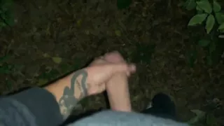 Under Foreskin Cheesy Cock Cums Onto Ground Outdoor
