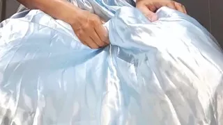 Crossdresser Cum Wearing Elegant Satin Ball Gown