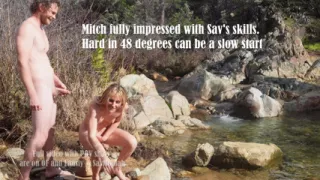 Petite Blonde Gets Outdoor Facial By The Creek
