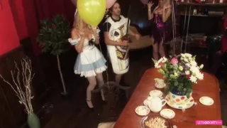 Parody orgy on Alice in Wonderland with great big boobed sluts