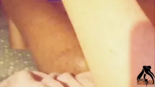 I spread my butt so my boyfriend can finger my Tspussy with his latex gloves on.