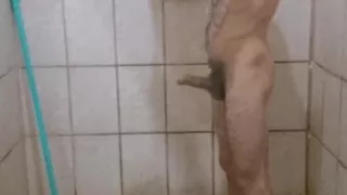 Me Taking a Shower with a Hard-on and Jerking off Until I Cum