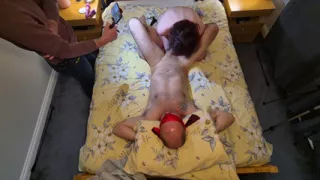 Cuckold Husband films wife pegging a stranger for the first time