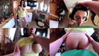 Pantyhose Ripping, POV Oral and Rough Doggy with Messy Cum on Clothes