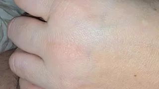 Damn, step mom does a strong and quick handjob on step son big dick