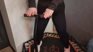 Hot Chubby Stepmommy in Tight Leggings on a Trampoline Gets a Hard Cock in Her Mouth and Pussy