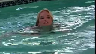 Guy licks, fingers and fucks blonde girl by the pool