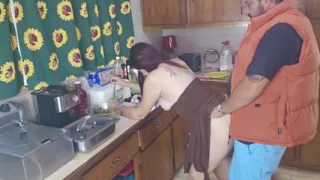 Bored and ignored girlfriend fucked while making dinner
