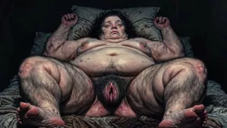 SSBBW very fat woman having an orgasm with her hairy, wet pussy.