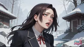 Frozen Milk Flood Schoolgirl's Snowy Squirting Orgasm