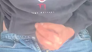 Straight guy jerks off while having a coffee