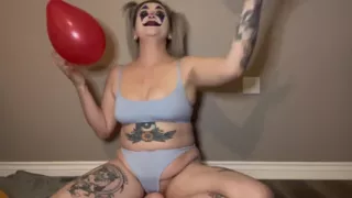Ditzy Clown Girl Gets Hiccups From Balloons and Strips