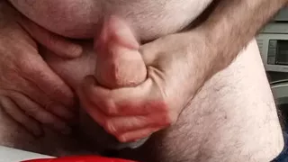 Big fat cock masturbating and cumshot in close-up