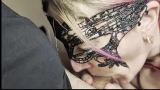 Afternoon Throat Service - Black Dress Swallows Every Drop