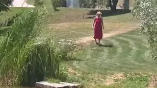 Blonde bitch spied on while pissing outdoors