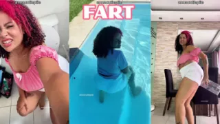 Chubby Girl Fart Loud Rips with Silly Goofy Faces Reactions