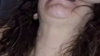 The whore licks her anus