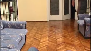 Teen Plays with Food While Guy Watches