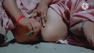 Young girl college bitch girl real masturbation with eggplant