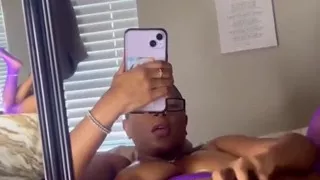 Sexy Ebony Babe Fingering Pussy Wet Dildo