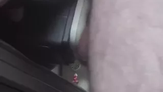 Handsome mature chubby with big fat, uses masturbation machine in close-up
