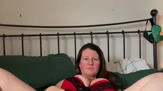 blushing big boobed beautiful babe in red neglige