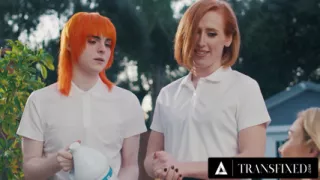 TRANSFIXED - 2 Ginger Transgenders Fuck Cis Woman Kenzie Anne