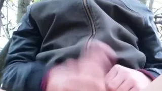 Intense Autumn Jerk off Outdoors Ends with a Big Cumshot