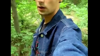 Solo Jerk off in Blue Jeans Jacket Outdoor