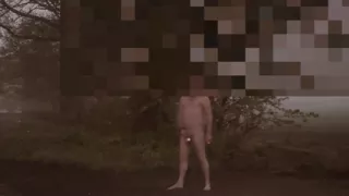 Busting a nut between 2 cars passing whilst naked and barefoot at side of road