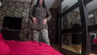 Brown Downjacket Tease, Long Nails, Deep Sloppy Throat and Cum on My Sleeve