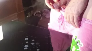 Sissy in Pink Fishnets Moans as She Dribbles Her Cum All Over the Table Phonecam Version
