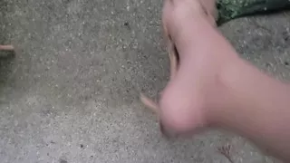 Cumming on Feet Outside