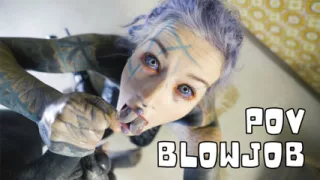 Tattooed Vixen in High Heel Handjob