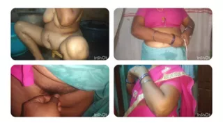 Tamil girl friend bathing and saree changing boobs pressing in young man
