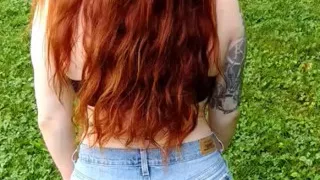 Exhibitionist Redhead Cums Hard in the Park