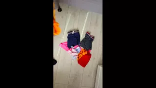 Little pee from the penis and panties with urine in a puddle
