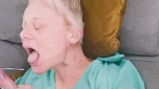 My stepson licks my pussy, fucks my ass and ends up giving me a facial.